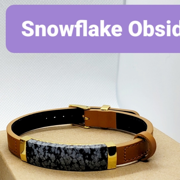 Stainless steel natural stone leather bracelets - Picture 2 of 6